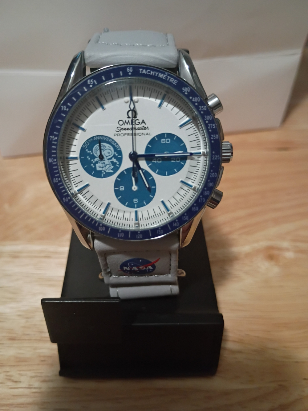 Swatch x Omega Speedmaster-Inspired White and Blue Chronograph Watch - Picture 2 of 3